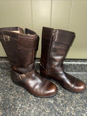 UGG Gershwin Dark Brown Leather Mid-Calf Buckle Boots